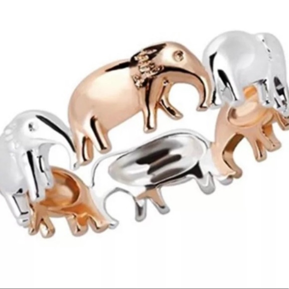 🌺Silver & Rose Gold Elephant Eternity Band Ring🌺 - Picture 7 of 11